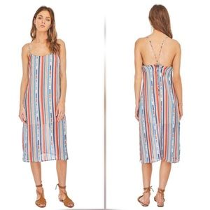 ASTR The Label Rowan Lace Up Striped Dress M